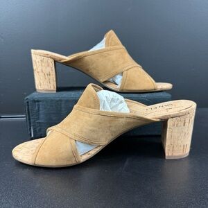 Vaneli Women's Brown‎ Suede Mules with Cork Heel